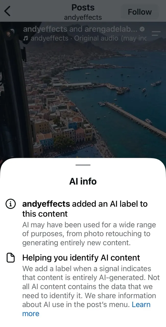 Screenshot i etiketës në postimin origjinal
