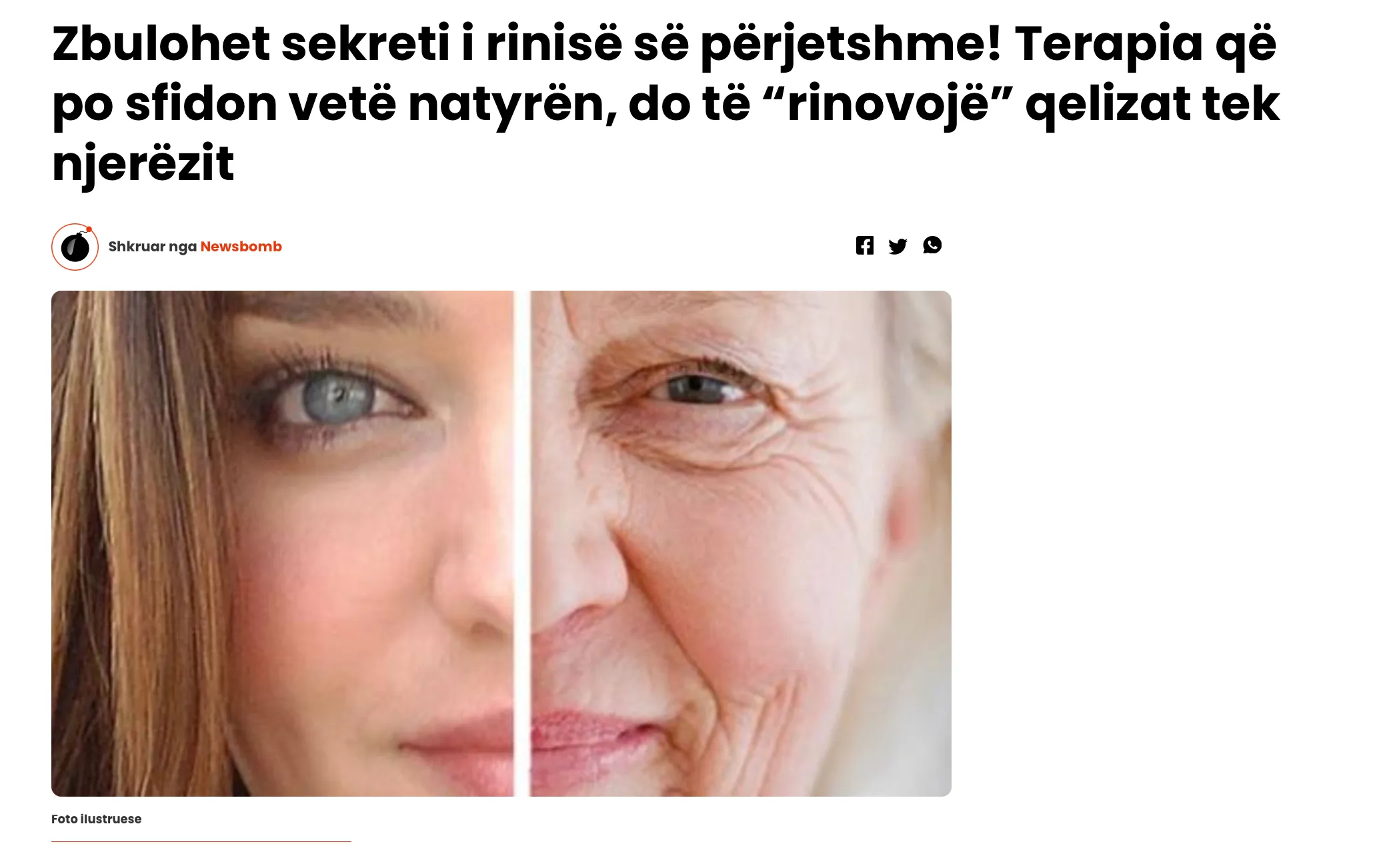 Screenshot i artikullit të Newsbomb.al