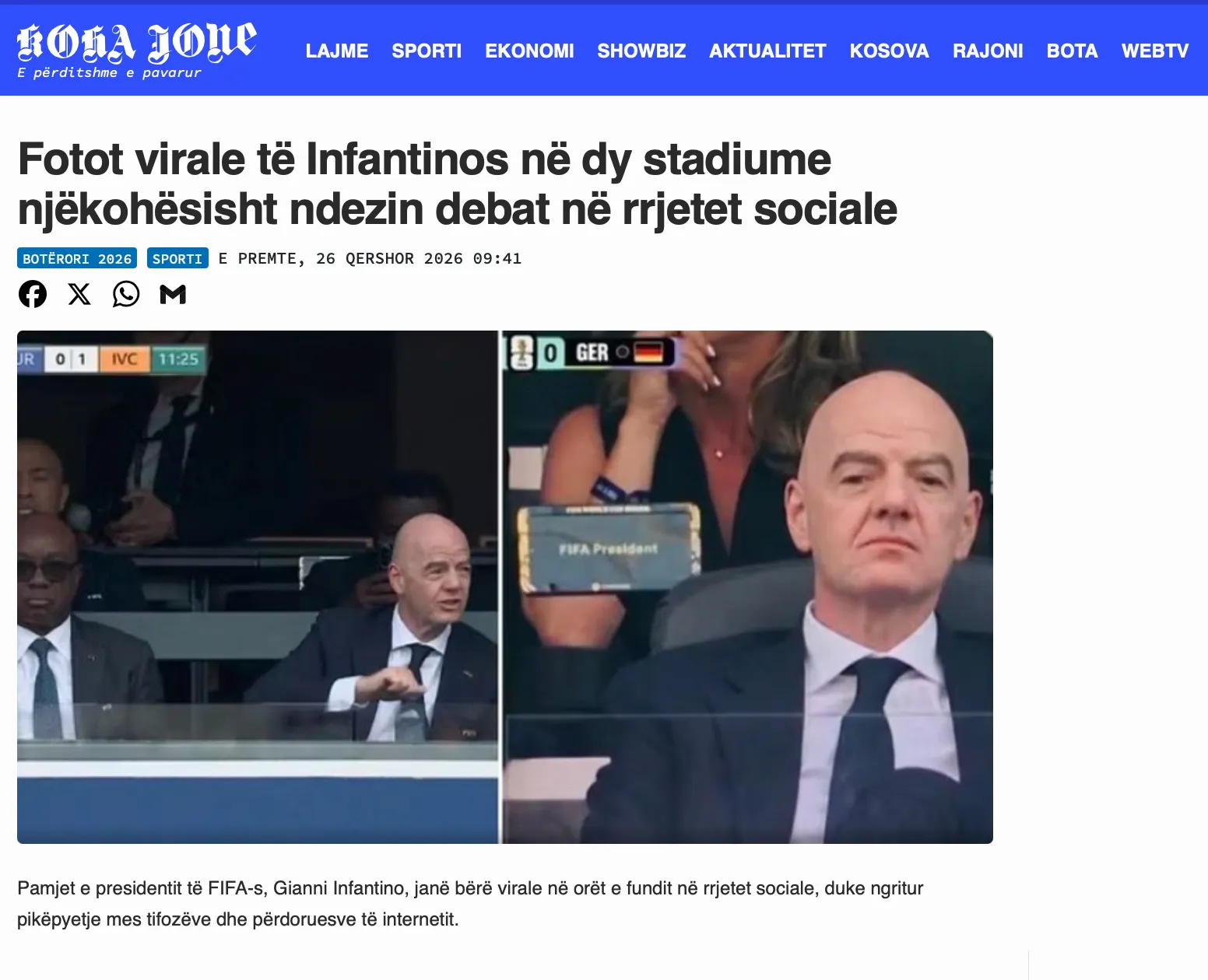 Artikulli i Koha Jonë
