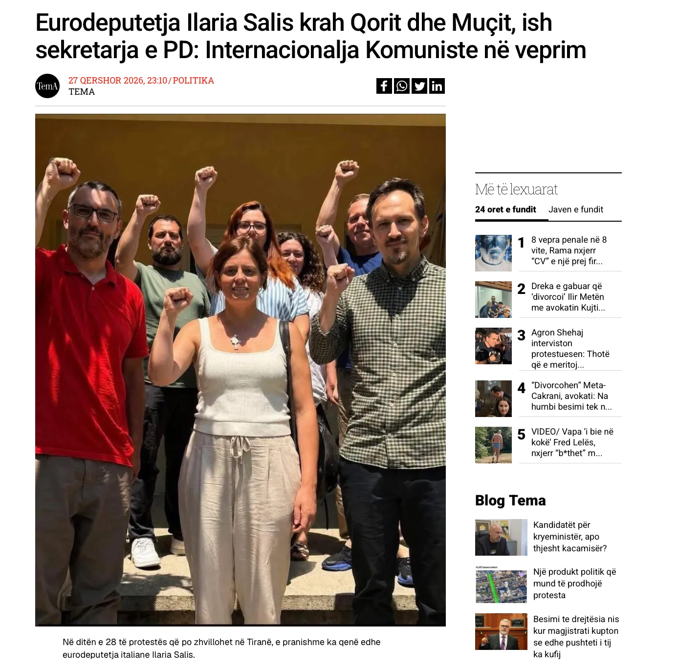 Artikulli i faqes online.
