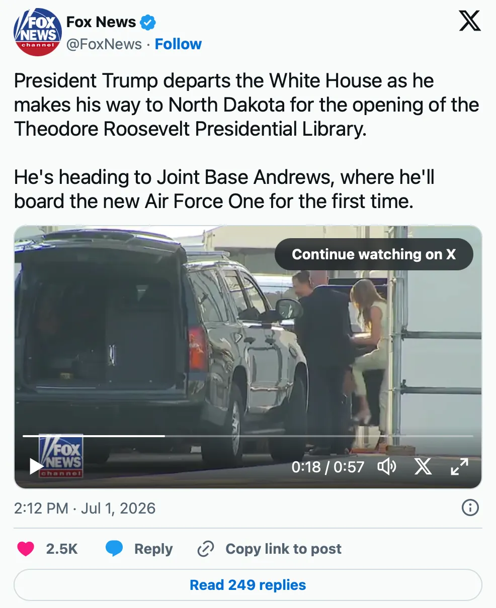 Screenshot nga postimi origjinal i Fox News