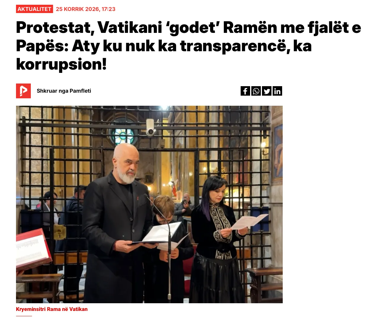 Screenshot i artikullit të Pamfletit