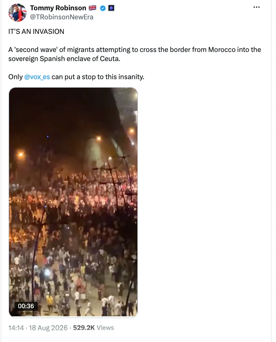 Pamje nga videoja e shpërndarë në X ku pretendohet një valë e dytë emigrantësh në Ceuta