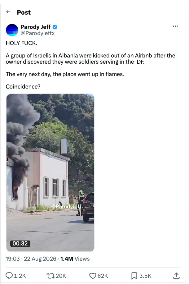 Screen shot nga postimi i shpërndarë në rrjetin X