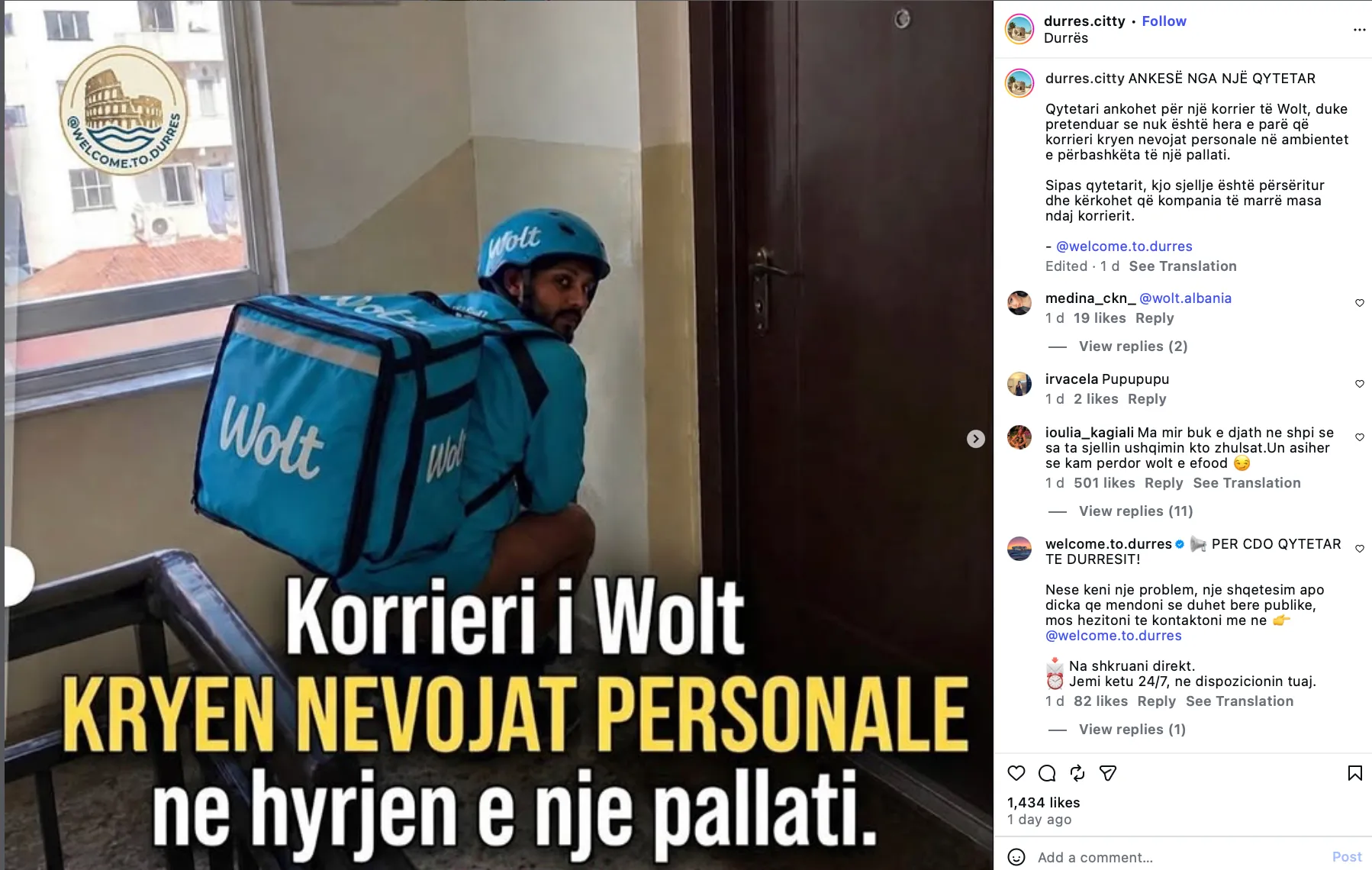 Screenshot nga postimi i durres.citty