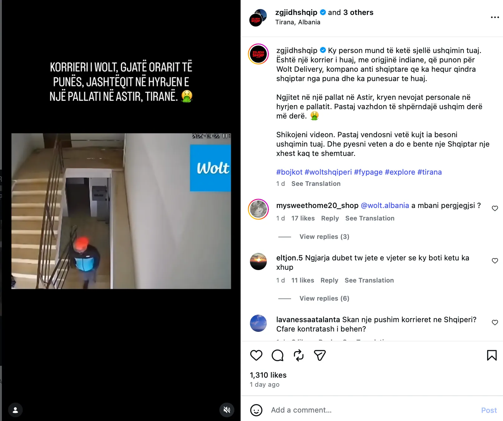 Screenshot nga postimi i zgjidhshqip