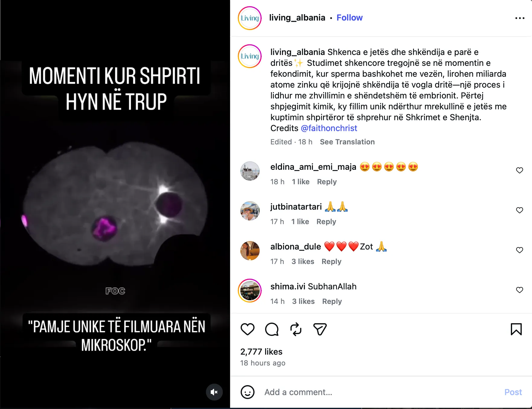 Screenshot i postimit të living_albania në Instagram