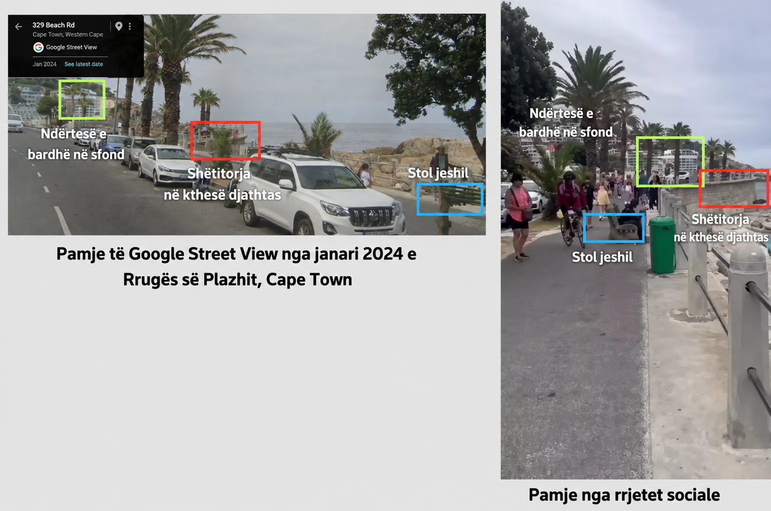 Pamje krahasuese e rrugës në Cape Town dhe Ceuta