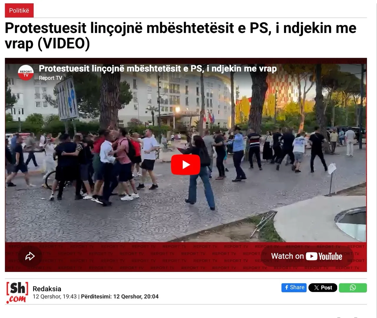 Pamje nga lajmi i publikuar në shqiptarja.com