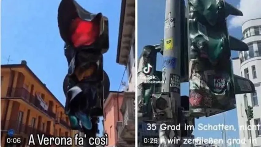 Semaforët e deformuar nga zjarri në Gjermani dhe Itali